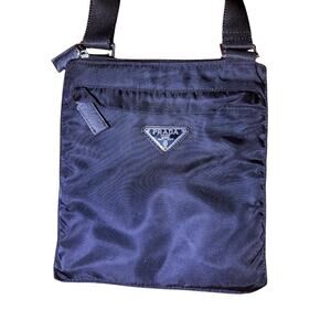 Vintage Prada Black Nylon Cross Body Shoulder Messenger Bag Purse